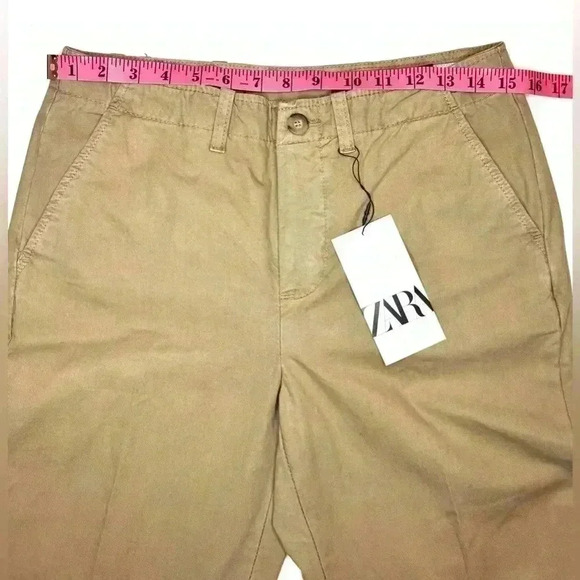 Zara Womens Low Rise Khaki Chino Pants Size - 2 - Picture 6 of 8
